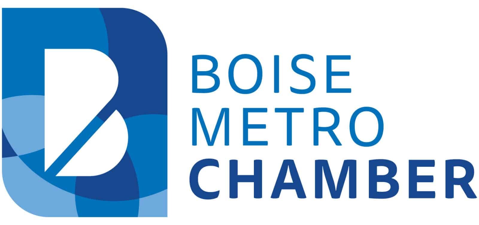Blue logo with a stylized 'B' composed of arcs and the text BOISE METRO CHAMBER.
