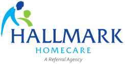 Logo showing two stylized blue and green figures above the words HALLMARK HOMECARE A Referral Agency.