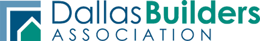 Blue and teal nested roof icon beside "Dallas Builders Association" text.