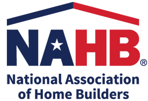 Logo for the NAHB National Association of Home Builders, featuring a blue and red roof design with a star.