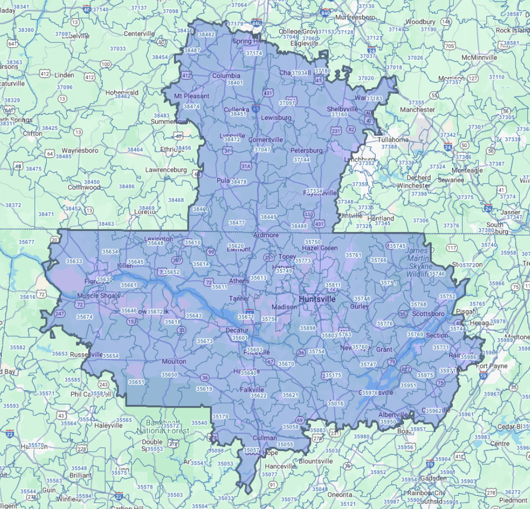 coverage area for knoxville tn