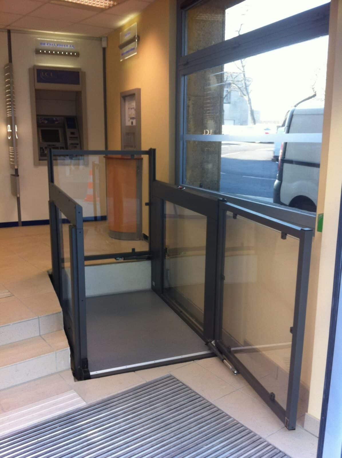 a black powder coat lift installed inside a business