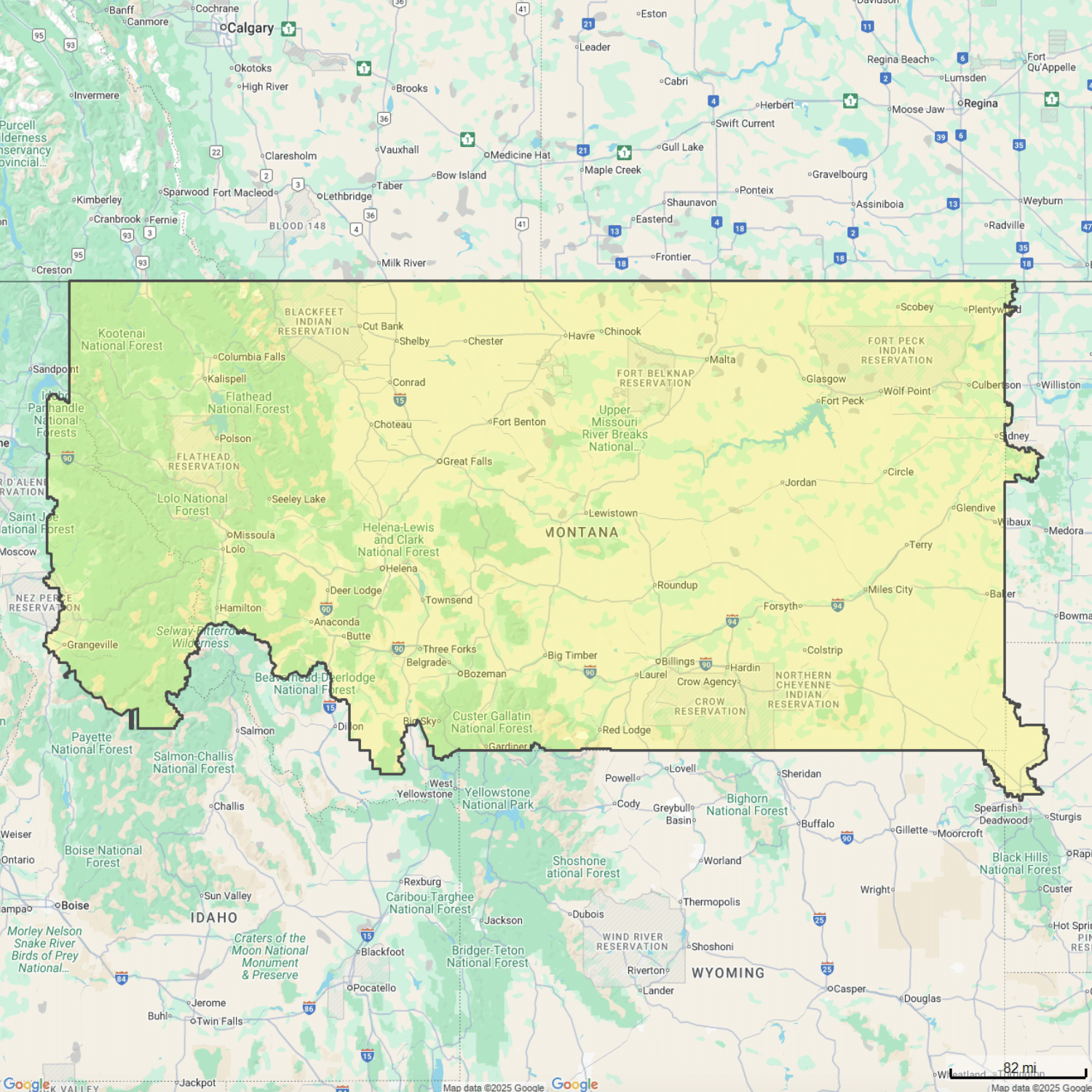 Next Day Access Montana territory map