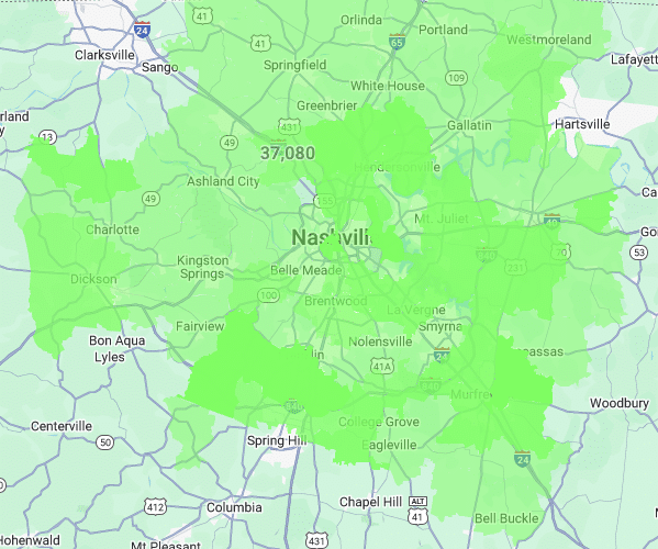 coverage area for knoxville tn