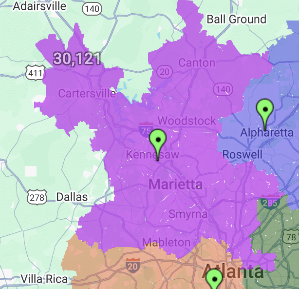 coverage area for knoxville tn