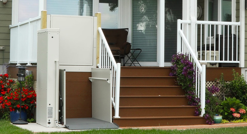 ADA complaint exterior ramp on the outside of a brick building