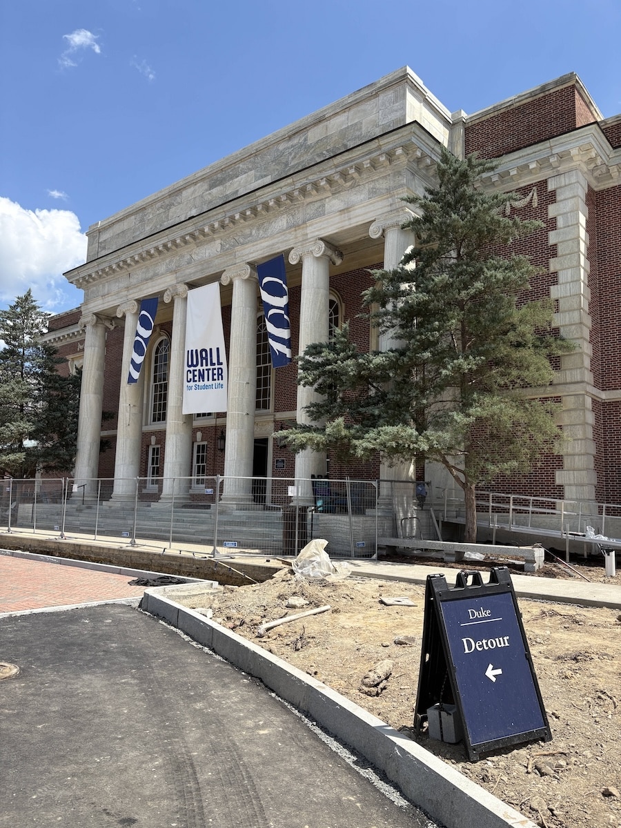Modular aluminum wheelchair ramp installed at the Wall Center for Student Life at Duke University.