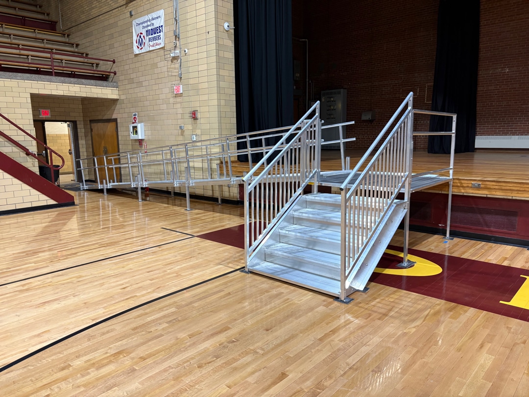 A ramp installed in a school gymnasium.