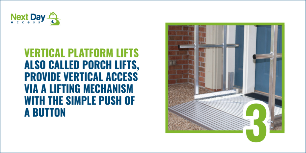 Mobility and Mental Health graphic showing a Vertical Platform Lift