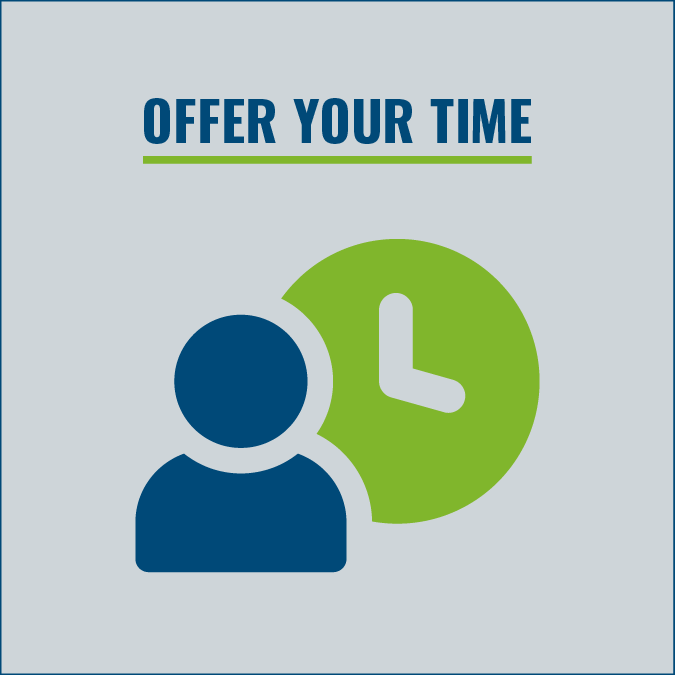 Offer your time graphic with person and clock