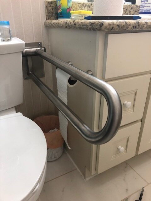 Flippable Silver Grab Bar By Toilet