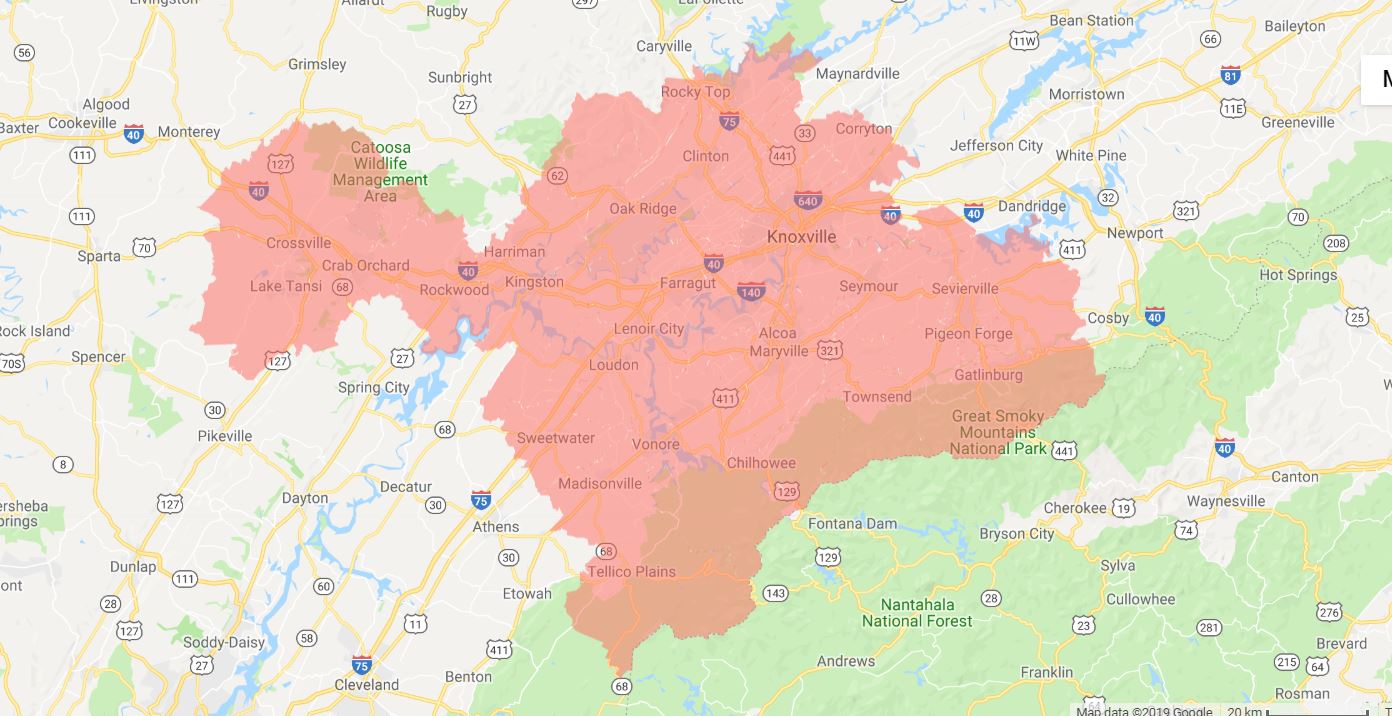 Knoxville Territory map with ENLARGED territory