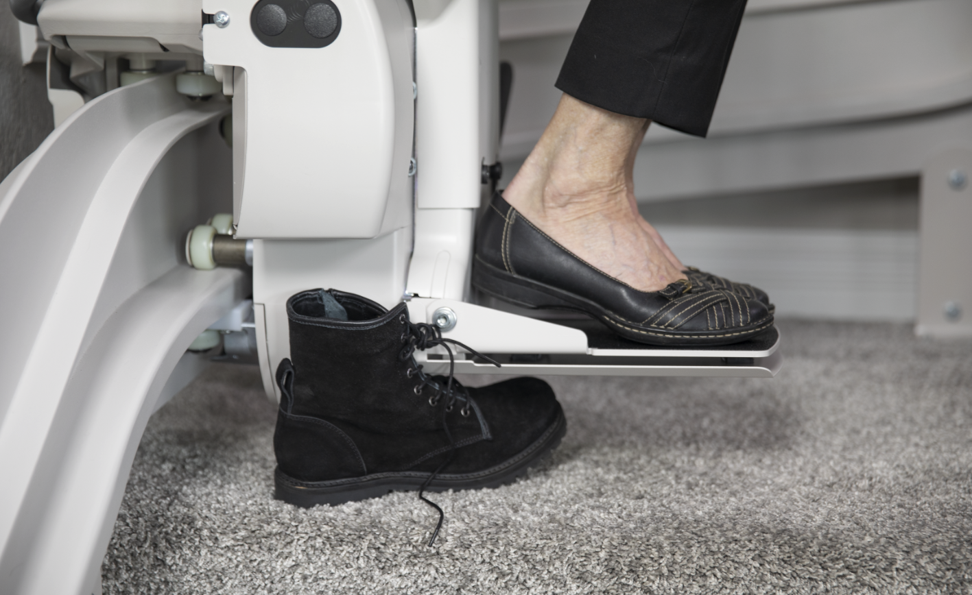 Bruno curved indoor stairlift foot rest