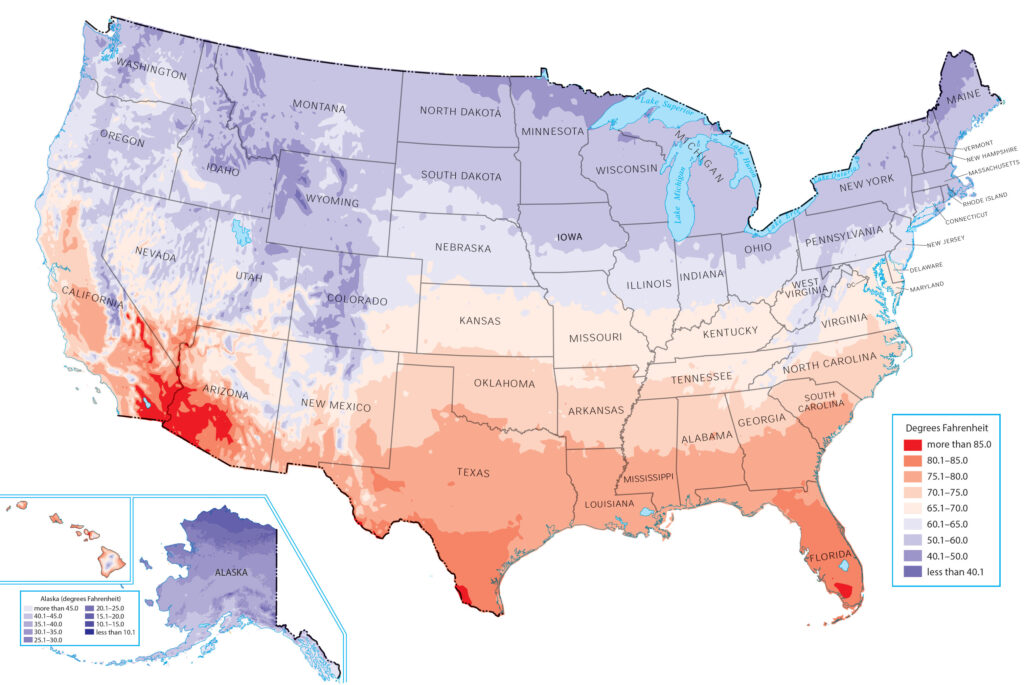 Winter Weather US Temperature Map