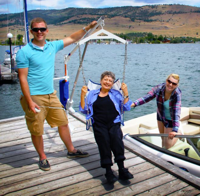 Pool lift at boat dock