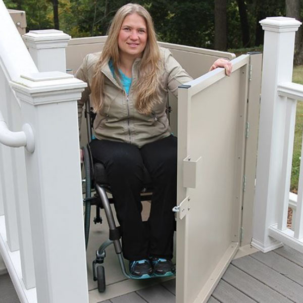 woman using porch lift